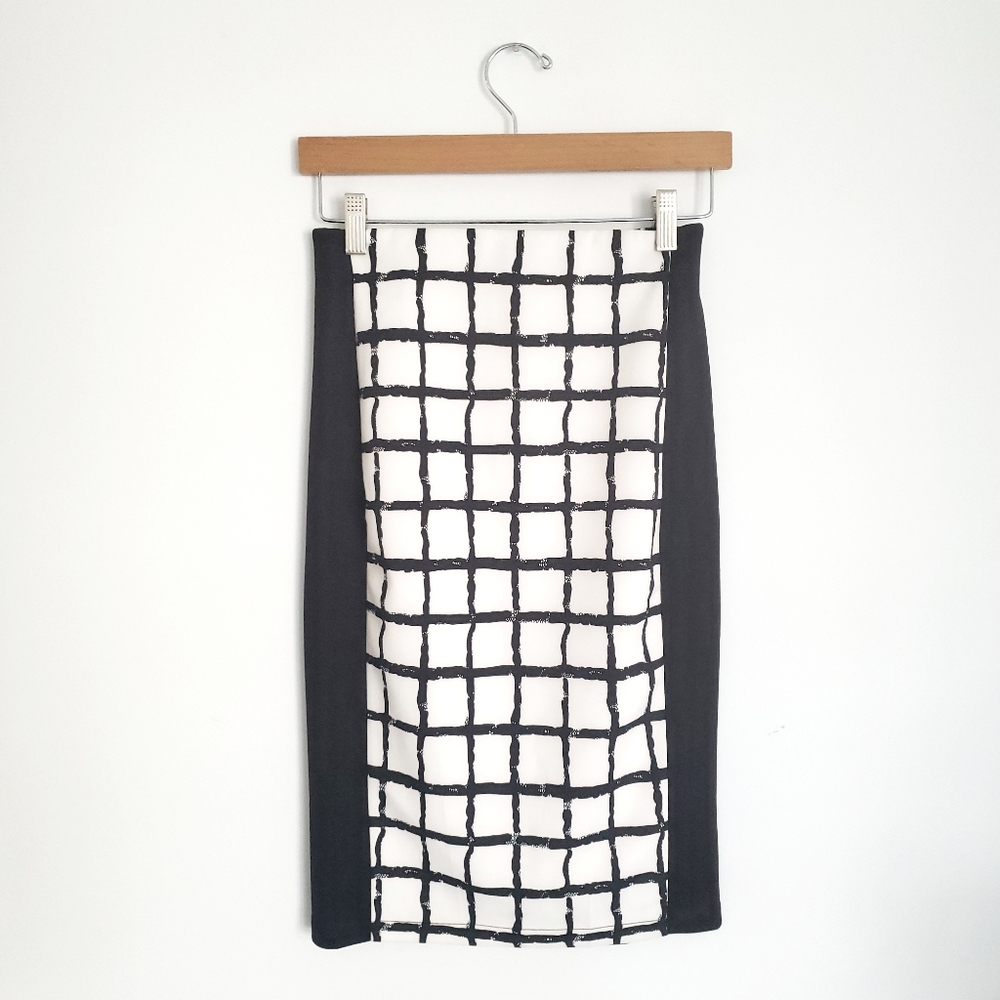Grid Print Pencil Skirt | Size Small